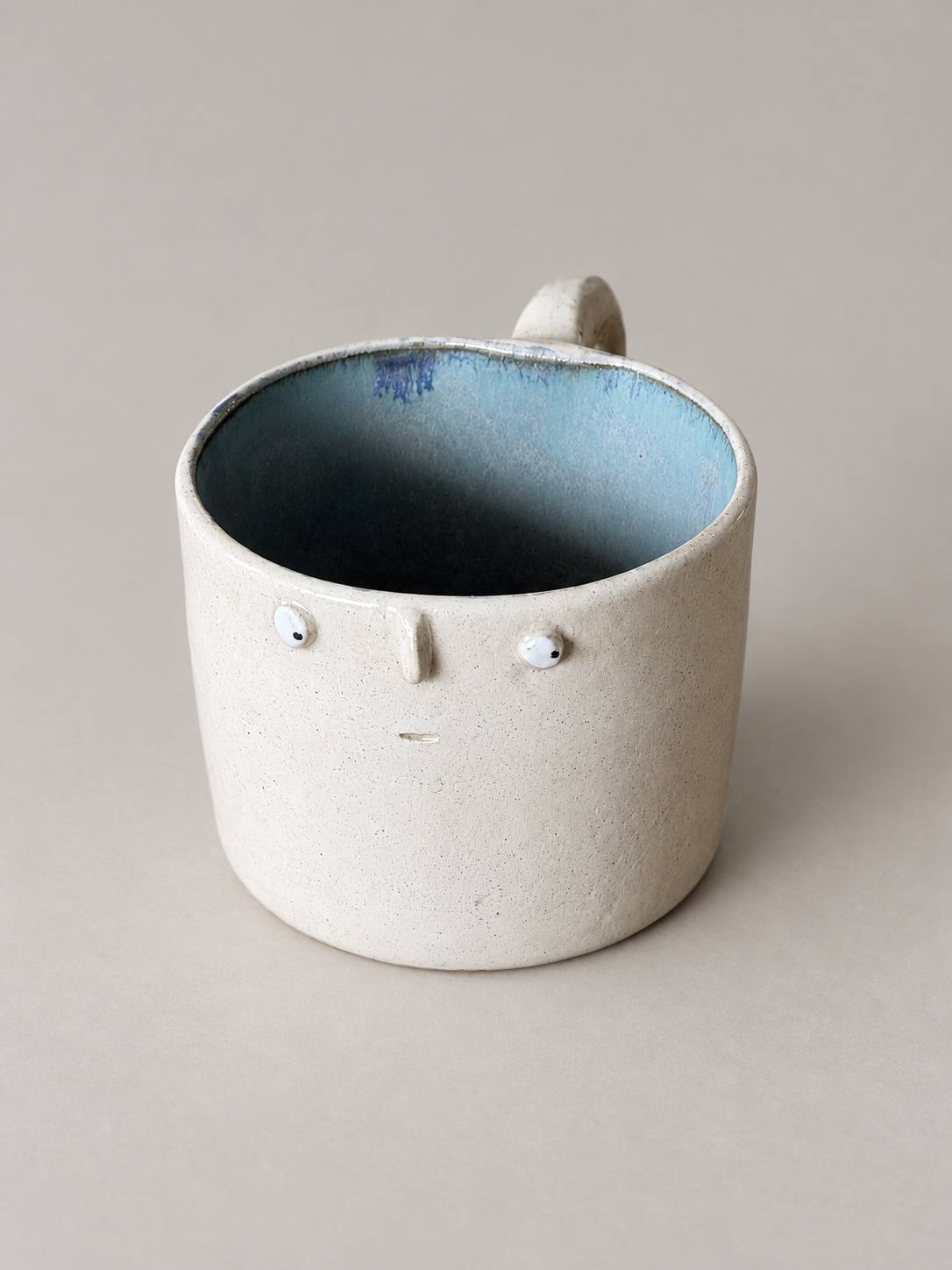 Blue-grey face mug — handmade ceramic by Potpuri