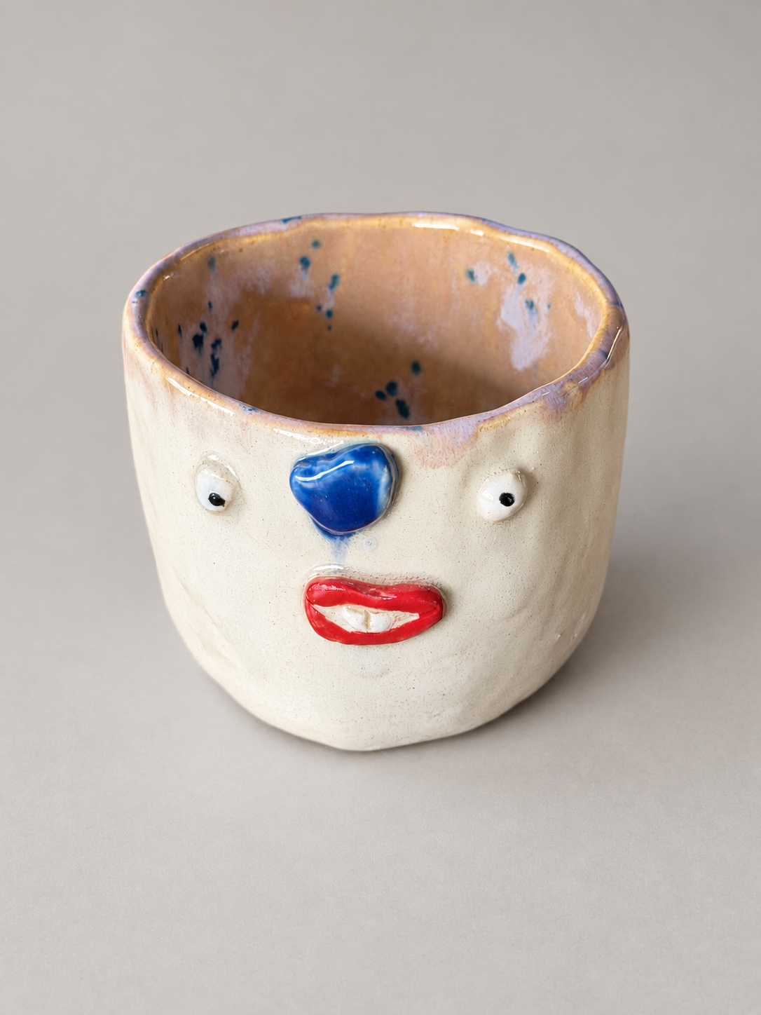 Blue-nose character cup — handmade ceramic by Potpuri