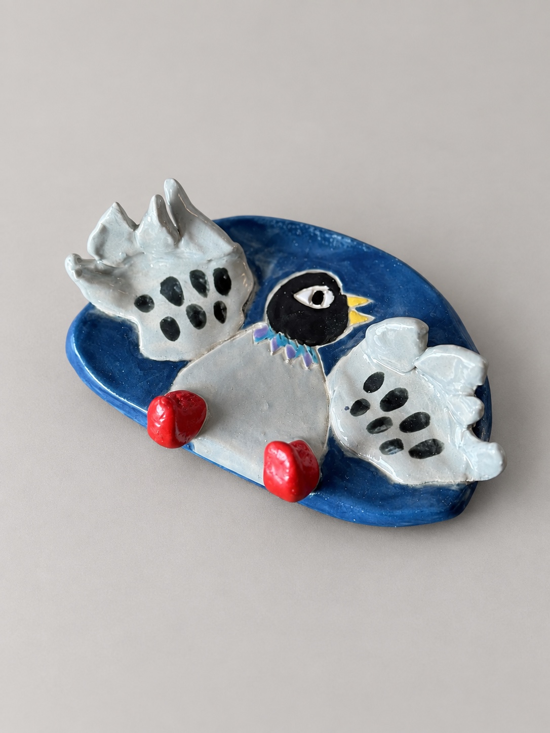 Blue pigeon dish — handmade ceramic by Potpuri